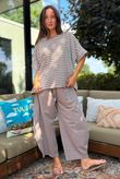 Below Deck Cheesecloth Stripe Tee Mocha